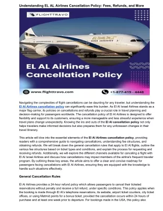 Understanding EL AL Airlines Cancellation Policy_ Fees, Refunds, and More