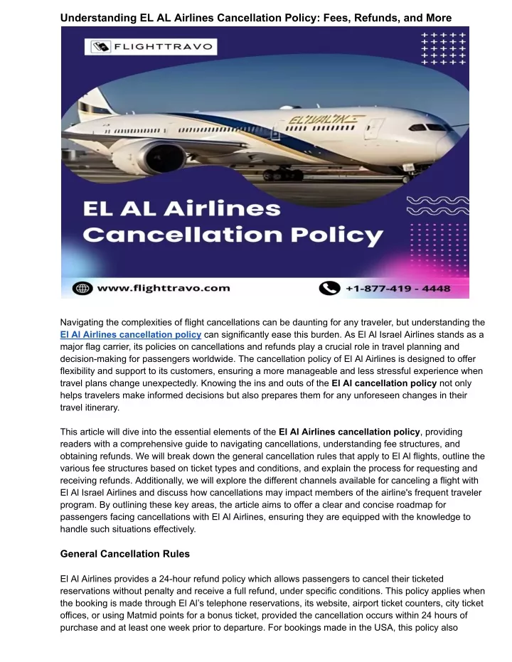 understanding el al airlines cancellation policy