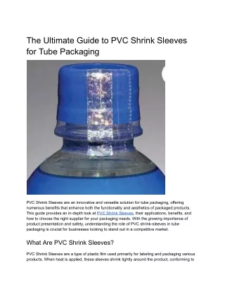 The Ultimate Guide to PVC Shrink Sleeves for Tube Packaging
