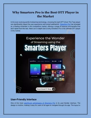 Why Smarters Pro is the Best OTT Player on the Market