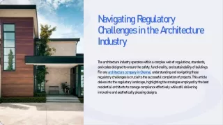 Navigating Regulatory Challenges in the Architecture Industry