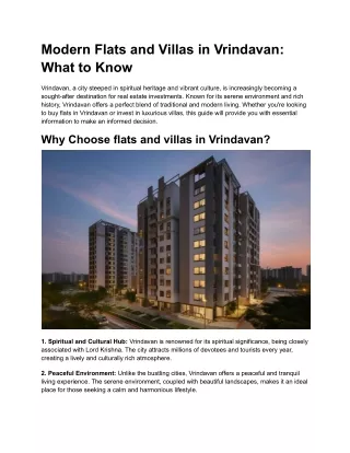 Modern Flats and Villas in Vrindavan: What to Know