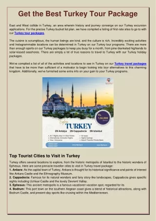 Get the Best Turkey Tour Package