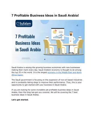 Top 7 Business ideas in Saudi Arabia