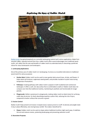 Exploring the Uses of Rubber Mulch