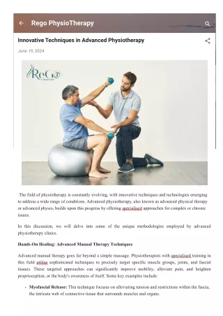 Innovative Techniques in Advanced Physiotherapy