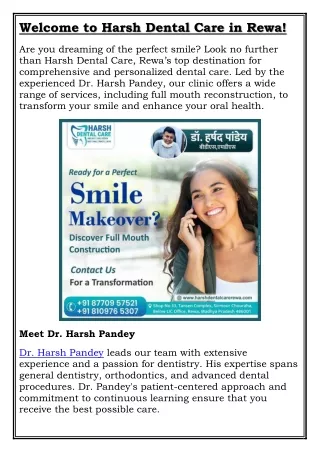 Welcome to Harsh Dental Care in Rewa