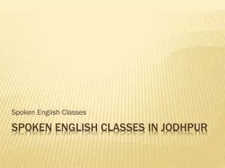 Spoken English Classes In Jodhpur