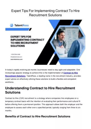 Expert Tips For Implementing Contract To Hire Recruitment Solutions (1)