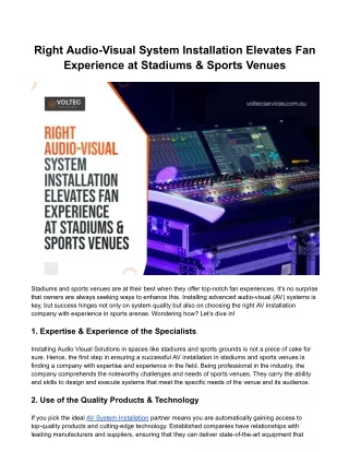 Right Audio-Visual System Installation Elevates Fan Experience at Stadiums & Spo