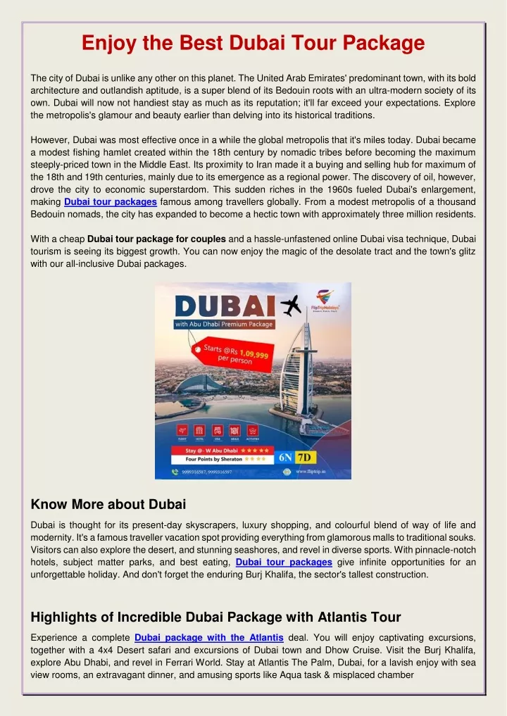 enjoy the best dubai tour package