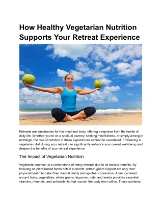 Healthy Vegetarian Nutrition Supports Your Retreat Experience