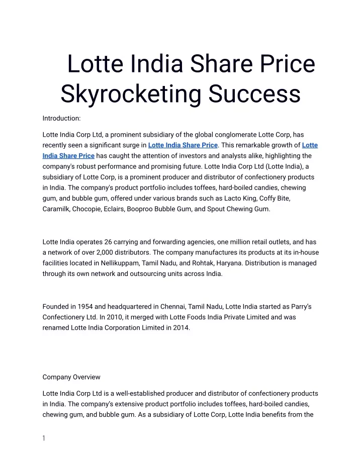 lotte india share price skyrocketing success