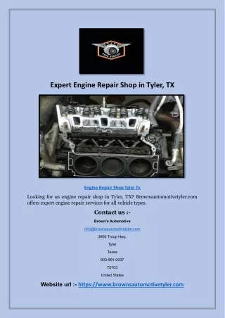 Expert Engine Repair Shop in Tyler