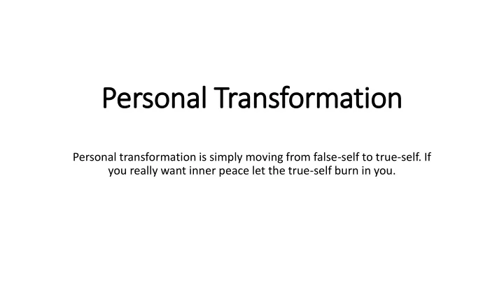 personal transformation personal transformation