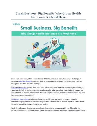 Small Business, Big Benefits Why Group Health Insurance is a Must Have
