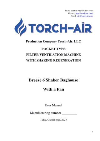 Breeze 6 Shaker Baghouse User Manual - torch-air.com