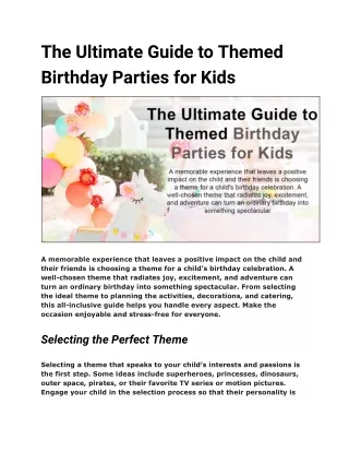 The Ultimate Guide to Themed Birthday Parties for Kids