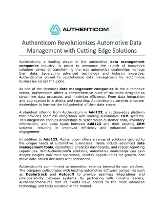 authenticom revolutionizes automotive data
