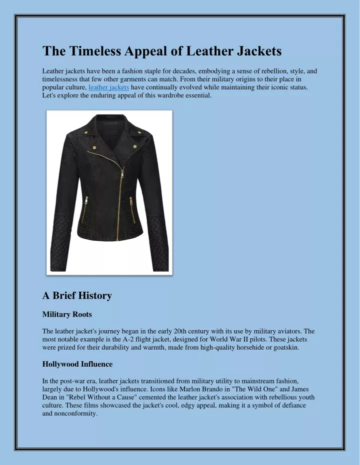 the timeless appeal of leather jackets