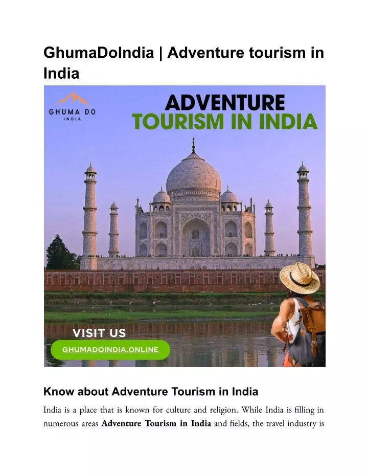 ghumadoindia adventure tourism in india