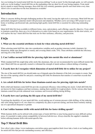 Leading 5 Metal Drill Bits for Precision Exploration