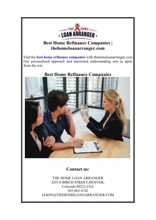 Best Home Refinance Companies | thehomeloanarranger.com