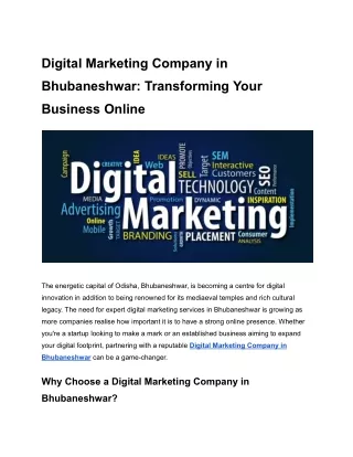 Digital Marketing Company in Bhubaneshwar_ Transforming Your Business Online
