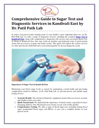 comprehensive guide to sugar test and diagnostic