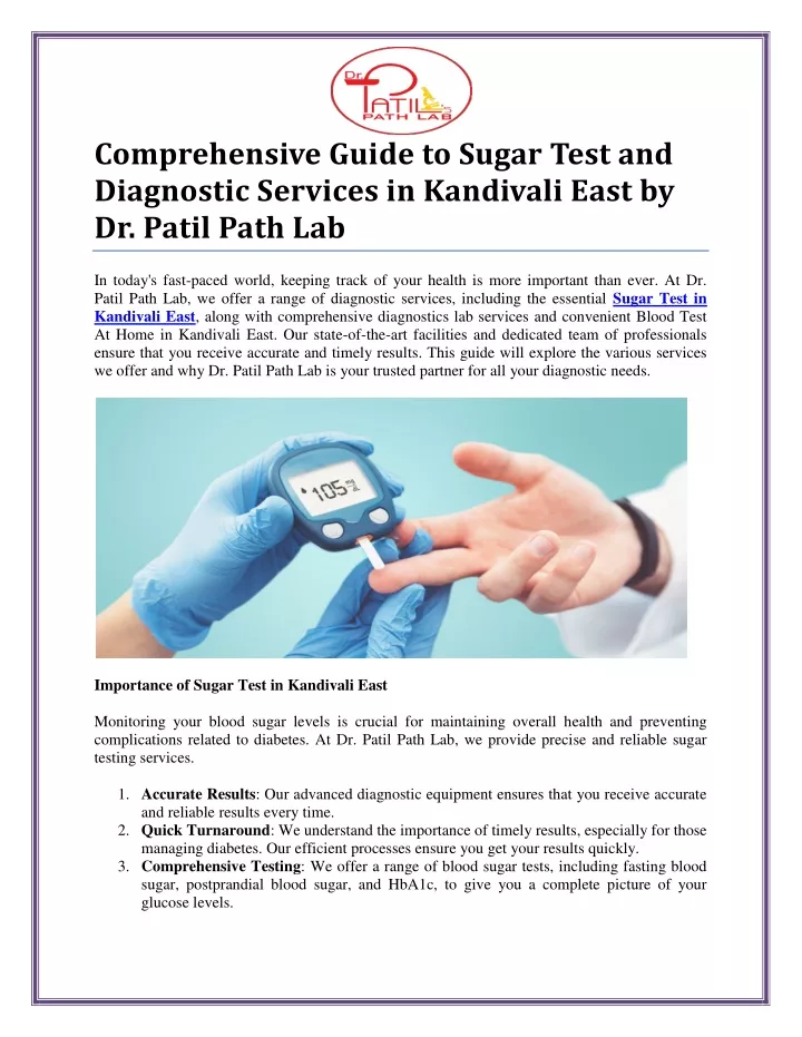 comprehensive guide to sugar test and diagnostic