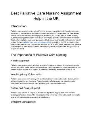 Best Palliative Care Nursing Assignment Help in the UK