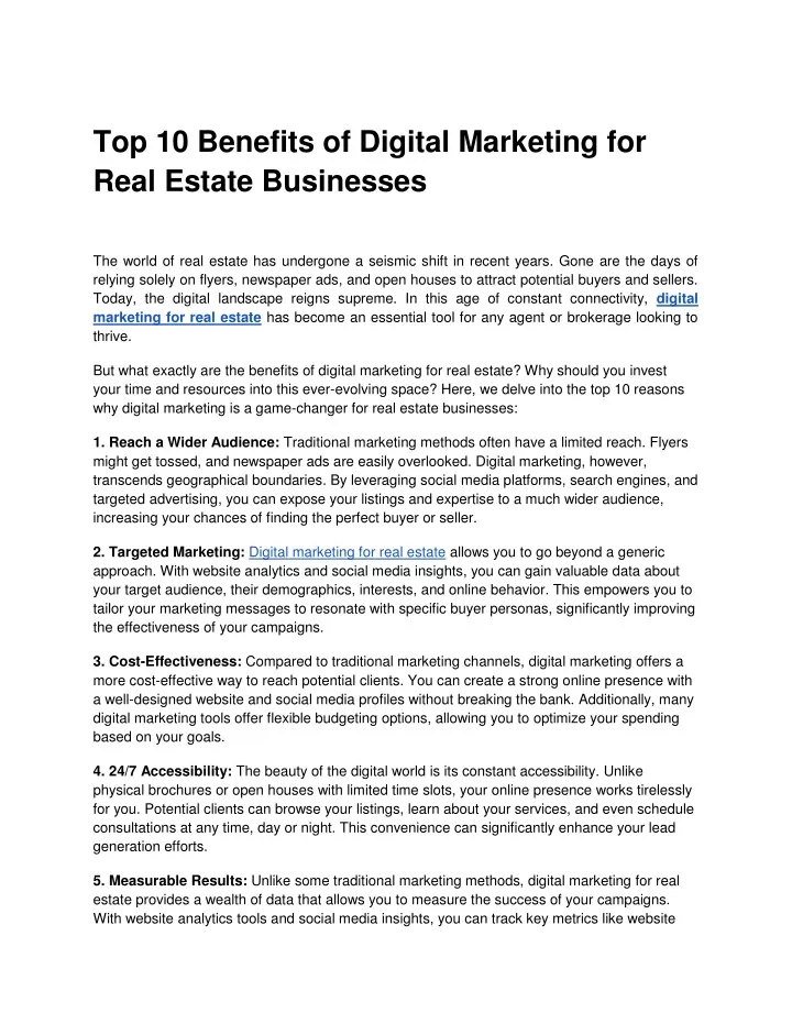 top 10 benefits of digital marketing for real