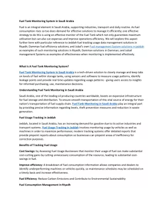 Fuel Tank Monitoring System in Saudi Arabia