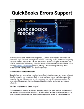 quickbooks errors support