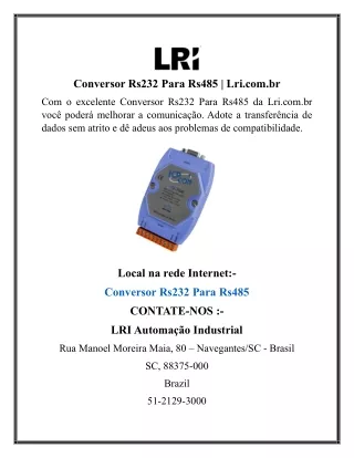 conversor rs232 para rs485 lri com br