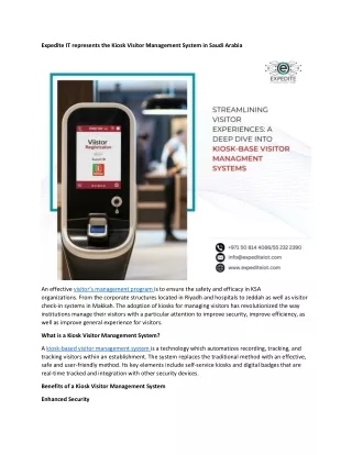 Kiosk Visitor Management System in Saudi Arabia