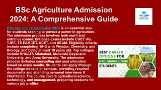 bsc agriculture admission 2024 a comprehensive