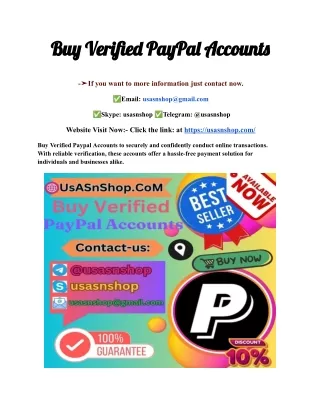 The best Place is Buy Verified PayPal Accounts