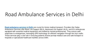 Road Ambulance Services in Delhiii