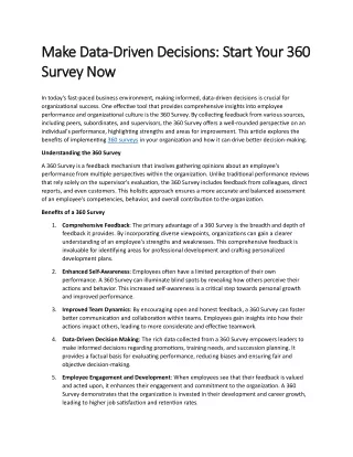 Start Your 360 Survey Now