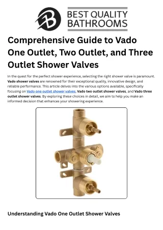 Vado three outlet shower valves