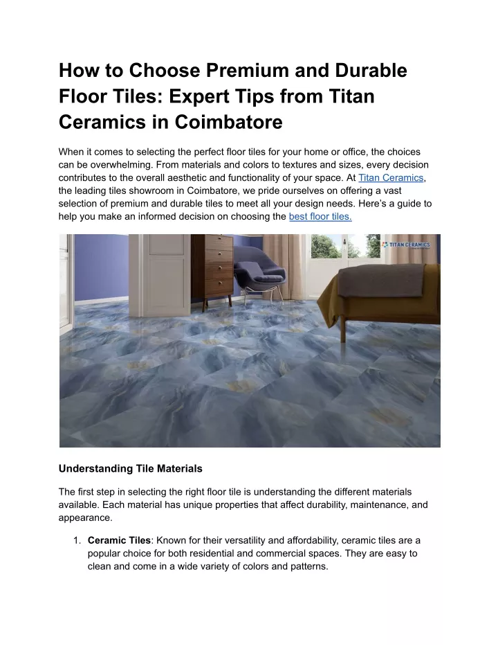 how to choose premium and durable floor tiles