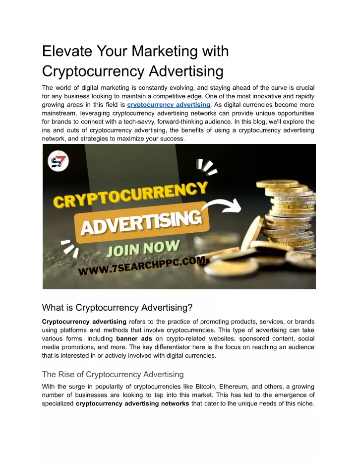 elevate your marketing with cryptocurrency