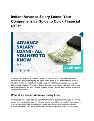 Get Instant Advance Salary Loan Online