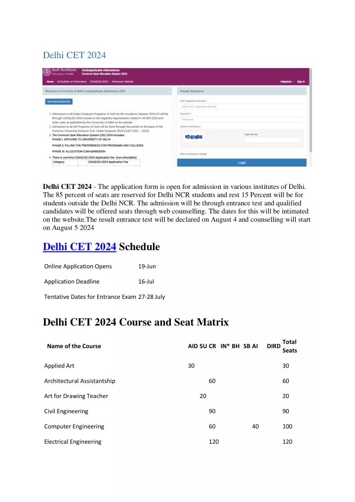 delhi cet 2024