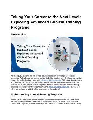 Taking Your Career to the Next Level_ Exploring Advanced Clinical Training Programs