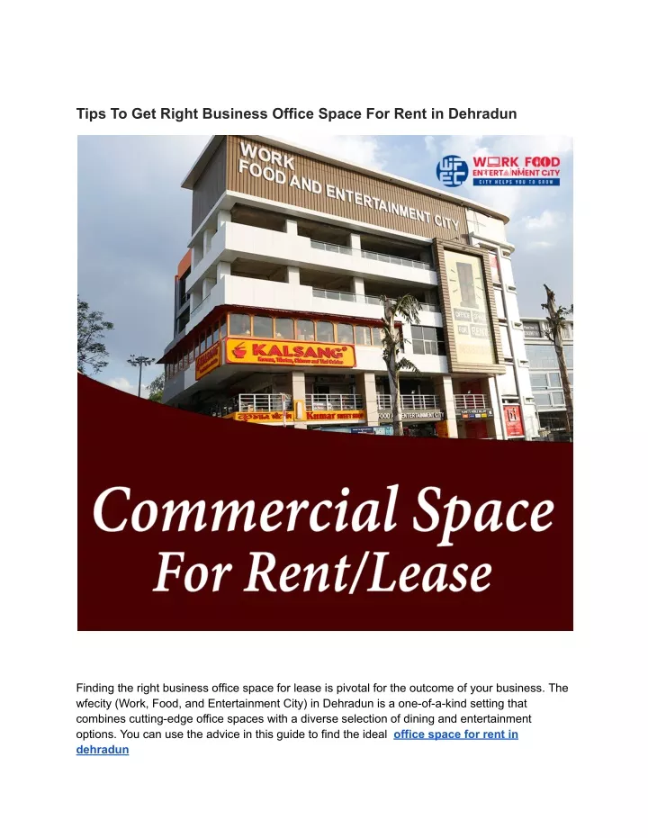 tips to get right business office space for rent