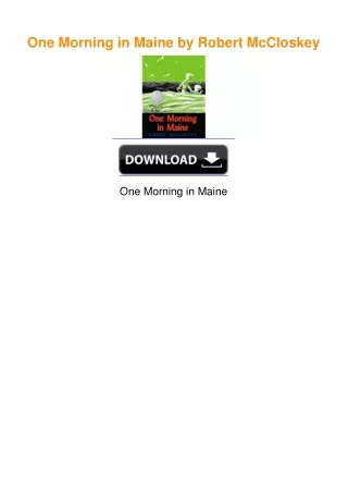 One Morning in Maine by Robert McCloskey
