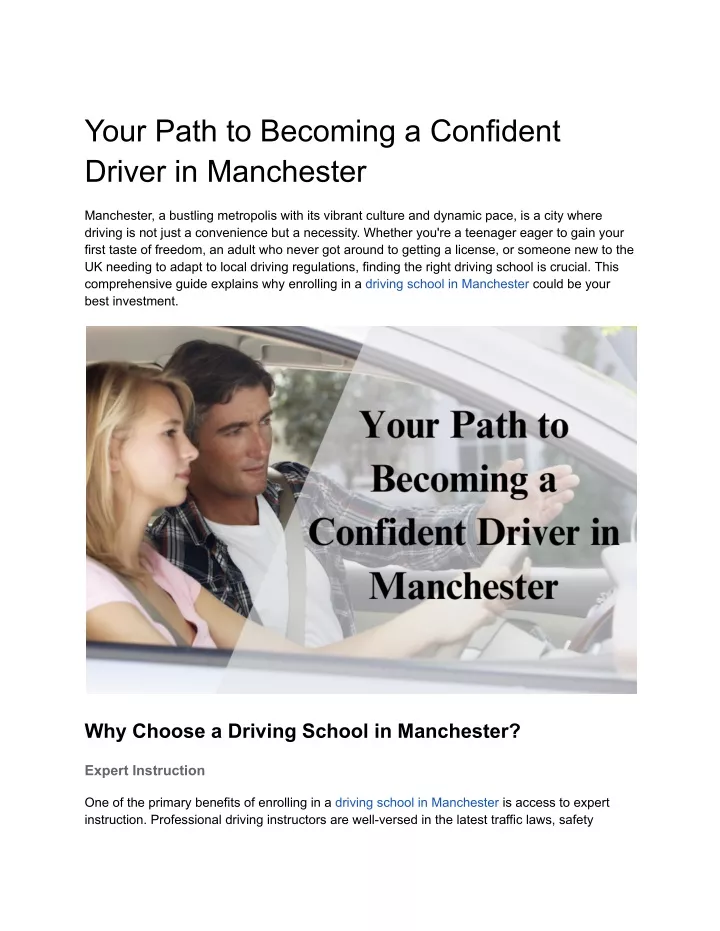 your path to becoming a confident driver