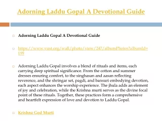 Adorning Laddu Gopal A Devotional Guide